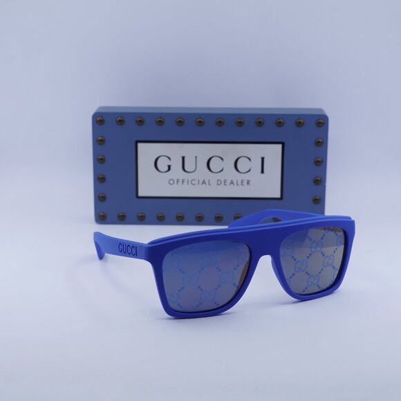 Gucci GG1570S 004 Square Sunglasses - Blue/Bronze & Blue with GG Pattern - Picture 5 of 11
